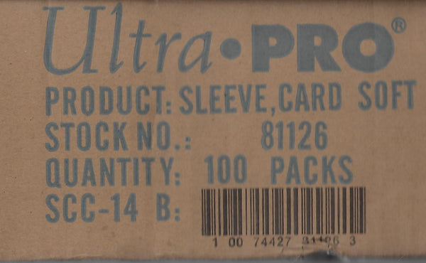 Trading Card Ultra Pro Soft Sleeves (100) Case UPR# 81126