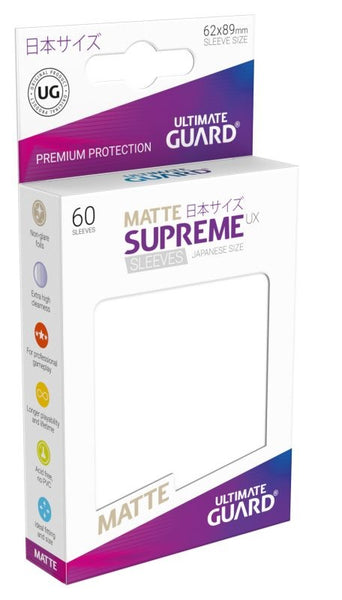 Matte Supreme Sleeves Matt White Japanese Size (60) - Ultimate Guard