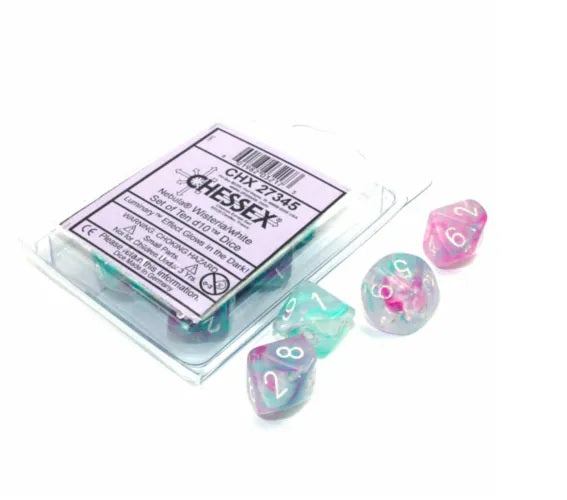 Nebula: Wisteria/white Luminary Set of Ten Luminary d10s - Chessex