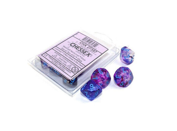 Nebula: Nocturnal/Blue Luminary Set of Ten Luminary d10s - Chessex