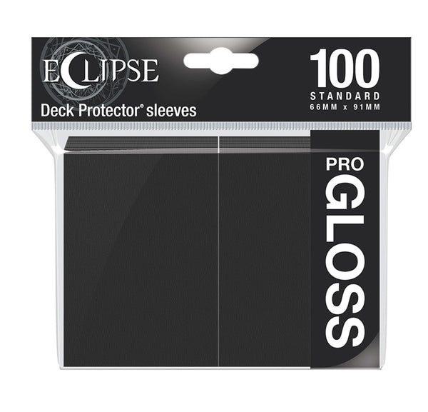 Eclipse Gloss Standard Sleeves: Jet Black (100 count) (66mm x 91mm) - Ultra Pro