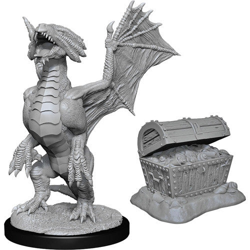 Bronze Dragon Wyrmling & Pile of Sea Found Treasure - Nolzur's Marvelous Unpainted Minis