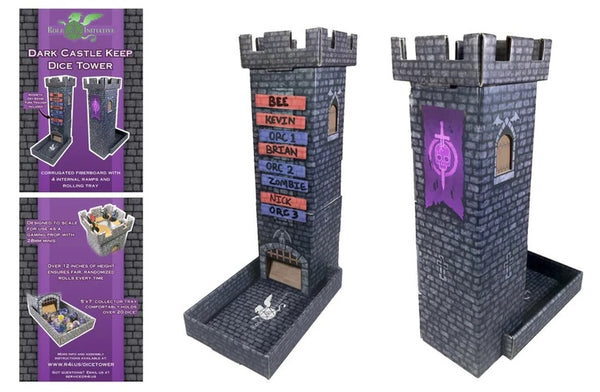 Dark Castle Keep Dice Tower with Magnetic Dry-Erase Turn Tracker - Role 4 Initiative