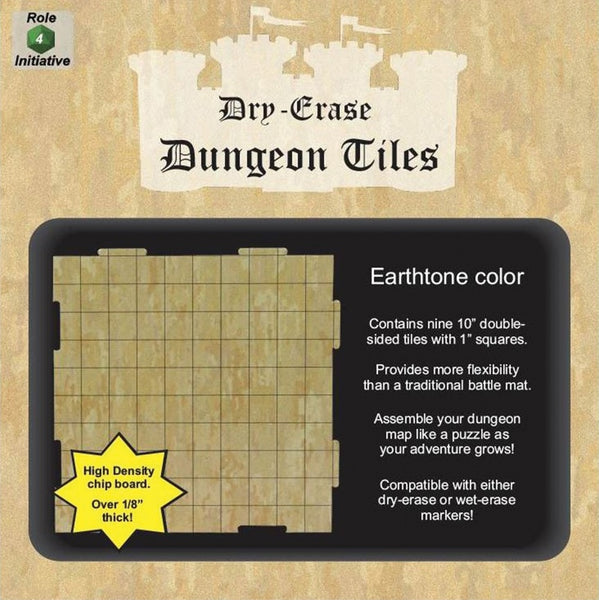 Dry Erase Dungeon Tiles: Earthtone Pack of Nine 10" Squares - Roll 4 Initiative