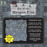 Dry Erase Dungeon Tiles Graystone Pack of Nine 10" Squares - Roll 4 Initiative