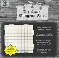 Dry Erase Dungeon Tiles White Pack of Nine 10" Squares - Roll 4 Initiative