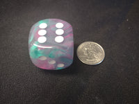 Luminary White on Fuscia / Green 1 inch D6 Die