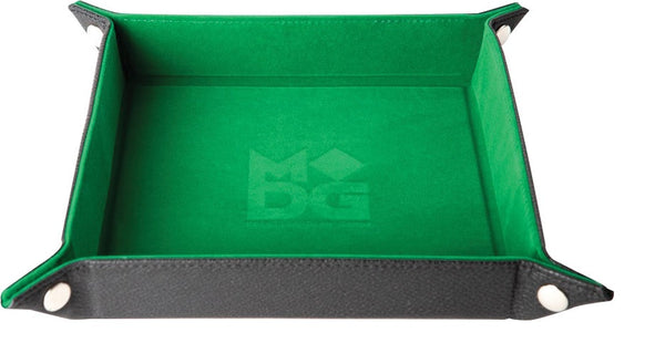 Velvet Folding Dice Tray with Leather Backing: Green - MDG