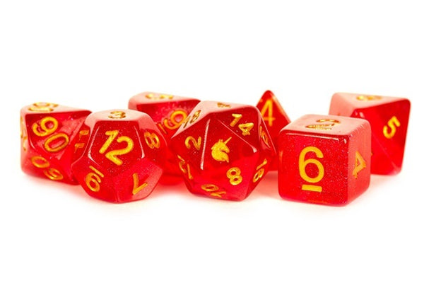 Resin Poly Dice Set Unicorn Red (7) - MDG