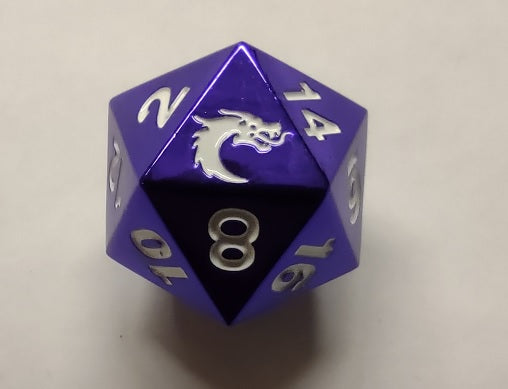 Solid Metal Single D20 Purple - Old School Dice & Accessories