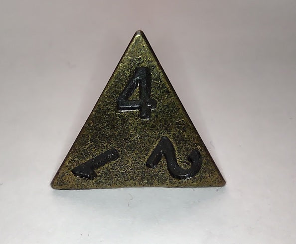 Solid Metal Single D4 Brass - Old School Dice & Accessories