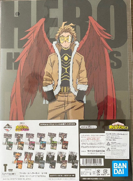 My Hero Academia Hero Vs. Villains: Clear File Folder & Stickers Hawks (Keigo Takami) - Bandai Ichiban Kuji Prize I
