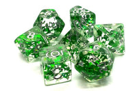 Infused Butterfly Green with Silver Dice Set (7) - Old School Dice & Accessories