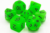 Glow in the Dark Green Dice Set (7) - Old School Dice & Accessories