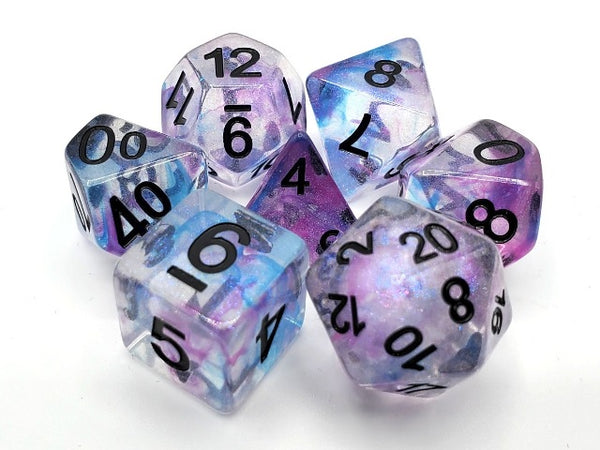 Luminous Silver Stream Dice Set (7) - Old School Dice & Accessories