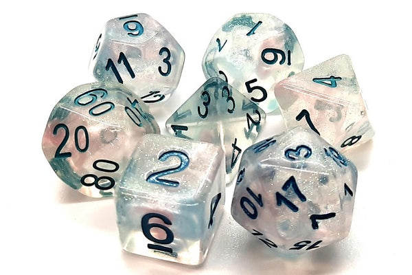 Luminous Blue Winter Dice Set (7) - Old School Dice & Accessories