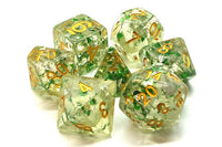 Particles Metallic Green with Gold Dice Set (7) - Old School Dice & Accessories