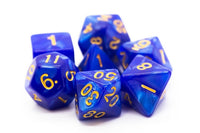 Pearl Drop Blue with Gold Dice Set (7) - Old School Dice & Accessories