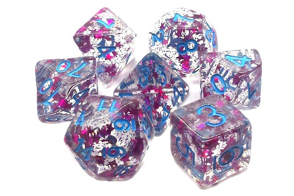 Infused Stars Blue with Red Dice Set (7) - Old School Dice & Accessories