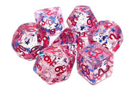 Infused Stars Blue with Red Dice Set (7) - Old School Dice & Accessories