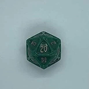 D20 Orb Greenflame & Burnished Bronze - Polyhero Dice