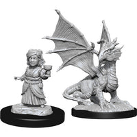 Silver Dragon Wyrmling & Dragon Friend - Nolzur's Marvelous Unpainted Minis