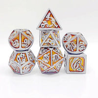 Solid Metal Dragon Dice Orange & Pewter - Hymgho