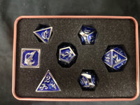 Solid Metal Dragon Dice Blue & Silver - Hymgho Dice