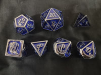 Solid Metal Dragon Dice Blue & Silver - Hymgho Dice