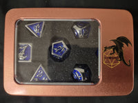 Solid Metal Dragon Dice Blue & Silver - Hymgho Dice