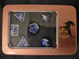 Solid Metal Dragon Dice Blue & Silver - Hymgho Dice