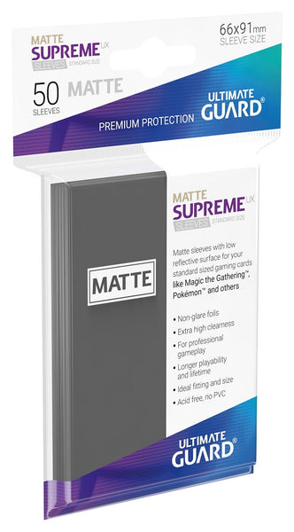 Supreme UX Sleeves Matte Standard Size Dark Grey (50) - Ultimate Guard