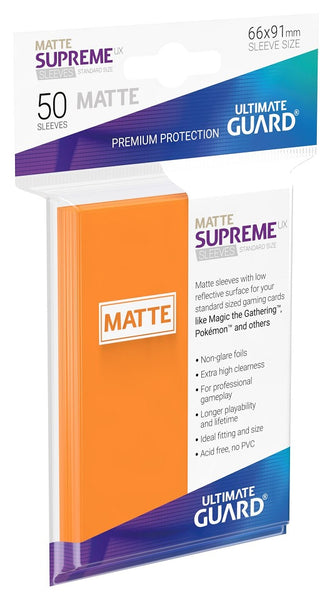 Supreme UX Sleeves Matte Standard Size Orange (50) - Ultimate Guard