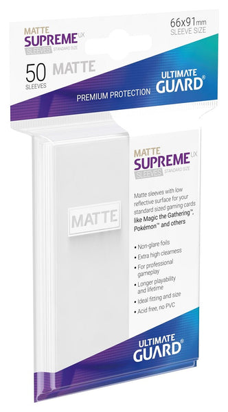 Supreme UX Sleeves Matte Standard Size White (50) - Ultimate Guard