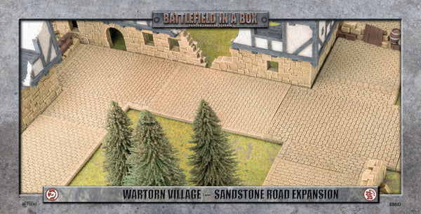 Wartorn Village Cobblestone Sandstone Road Expansion - Battlefield in a Box