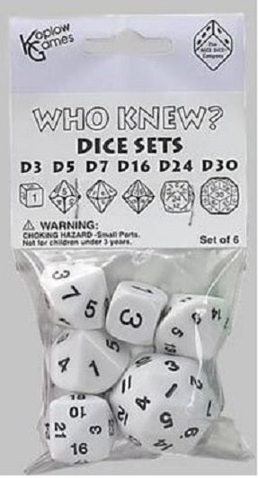 Who Knew Dice Sets White - Koplow Games