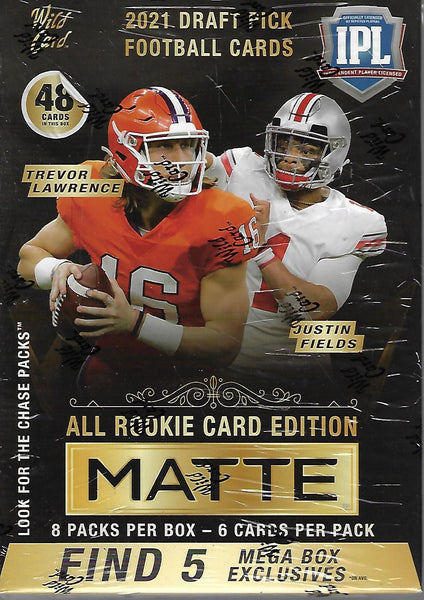 2021 Wild Card Matte Football Draft Pick Rookie Mega Box Black - Sports Cards
