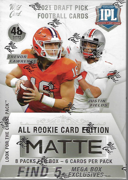 2021 Wild Card Matte Football Draft Pick Rookie Mega Box White - Sports Cards