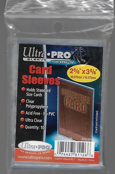 Trading Card Ultra Pro Soft Sleeves (100) Pack UPR# 81126