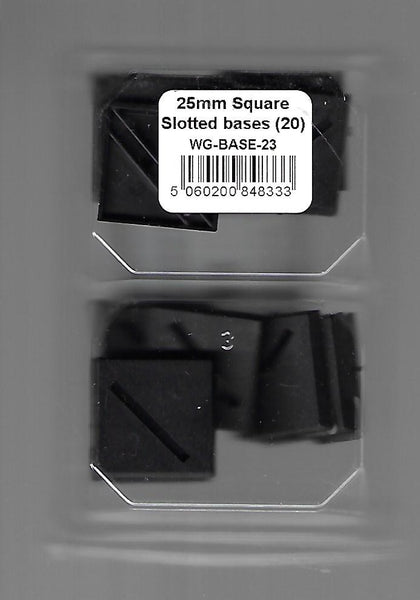 25mm Square Slotted bases (20) - Bolt Action - Black Powder