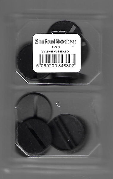 25mm Round Slotted bases (20) - Bolt Action - Black Powder