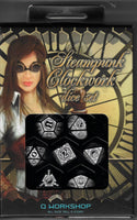 Steampunk Clockwork Dice Set Black & White - Q-Workshop