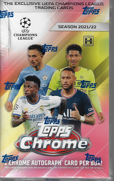 2021 2022 Topps Chrome UEFA C.L. Soccer Factory Sealed 18 Pack Hobby Box